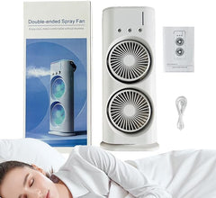 Double-Ended Spray Fan – Dual Cooling Mist with LED & USB Recharge | Stylish Silent Desk Fan